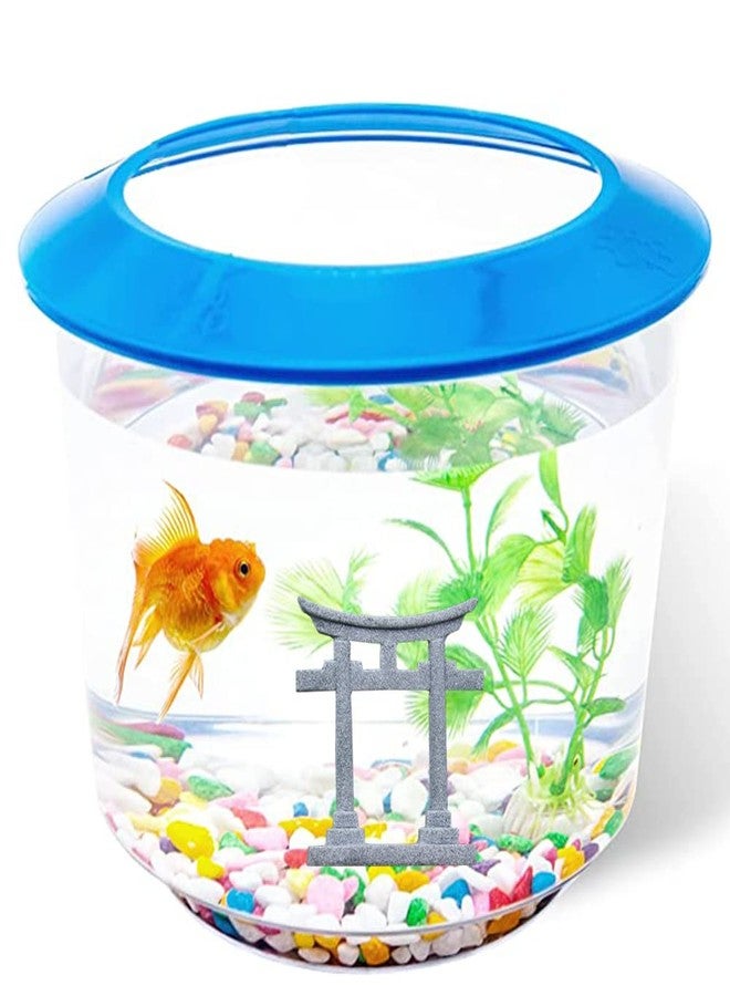 livelyfish Japanese Shinto Torii Gate Fish Tank Decorations Asian Aquarium Statue Decor Japan Shrine Oriental Pagoda Bridge Sandstone Ornament Betta Fish Decorations for Tanks, Grey, S - Image 3